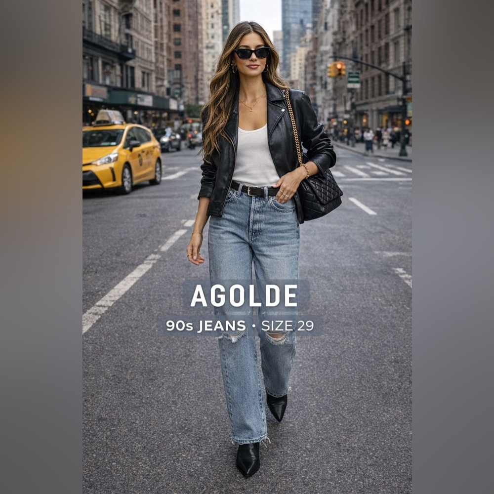 AGOLDE 90s Mid Rise Loose Jeans | Size 29 | Distressed